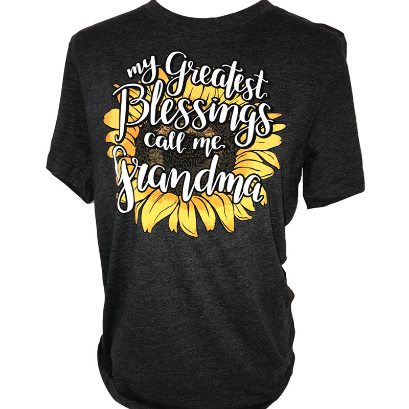 Southern Attitude Blessings Call Me Grandma Soft Canvas Front Print T-Shirt - SimplyCuteTees