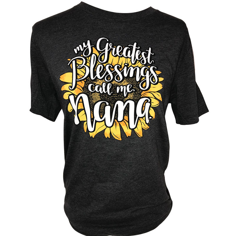 Southern Attitude Blessings Call Me Nana Soft Canvas Front Print T-Shirt - SimplyCuteTees