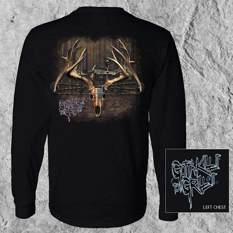SALE Gotta Kill It To Grill It USA Bow Deer Skull Unisex Long Sleeve T-Shirt