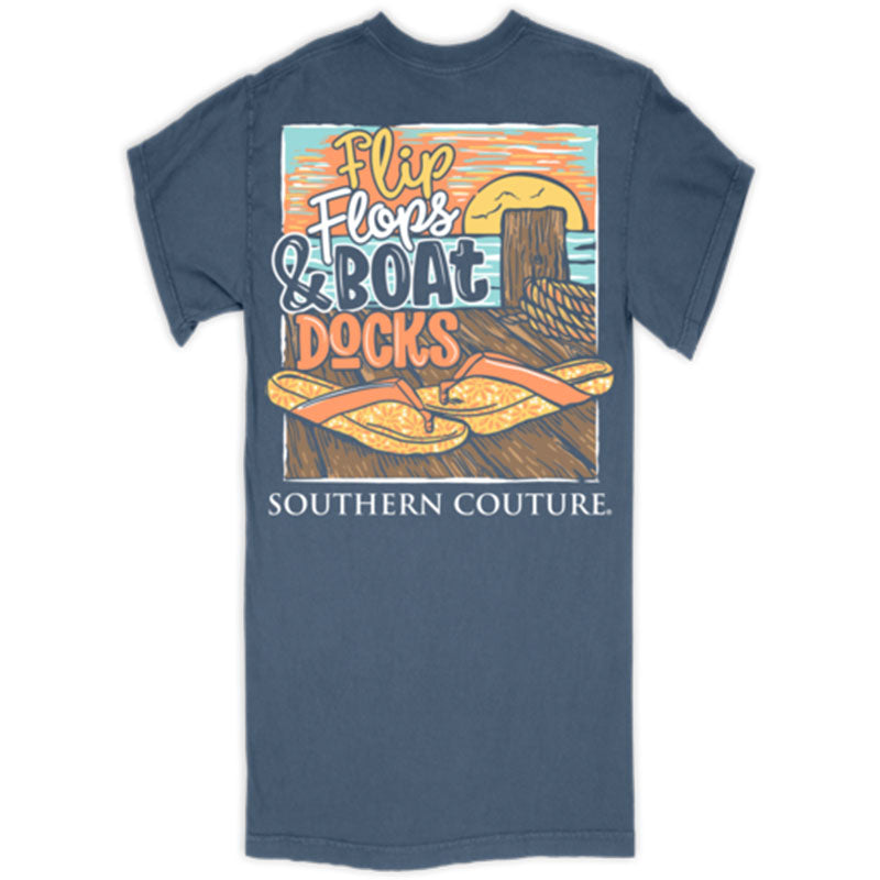 Southern Couture Flip Flops &amp; Boat Docks Comfort Colors T-Shirt
