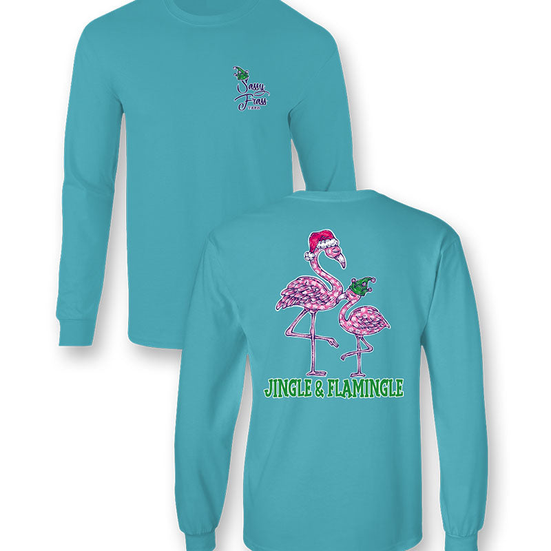 SALE Sassy Frass Flamingle Flamingo Christmas Comfort Colors Long Sleeve T-Shirt