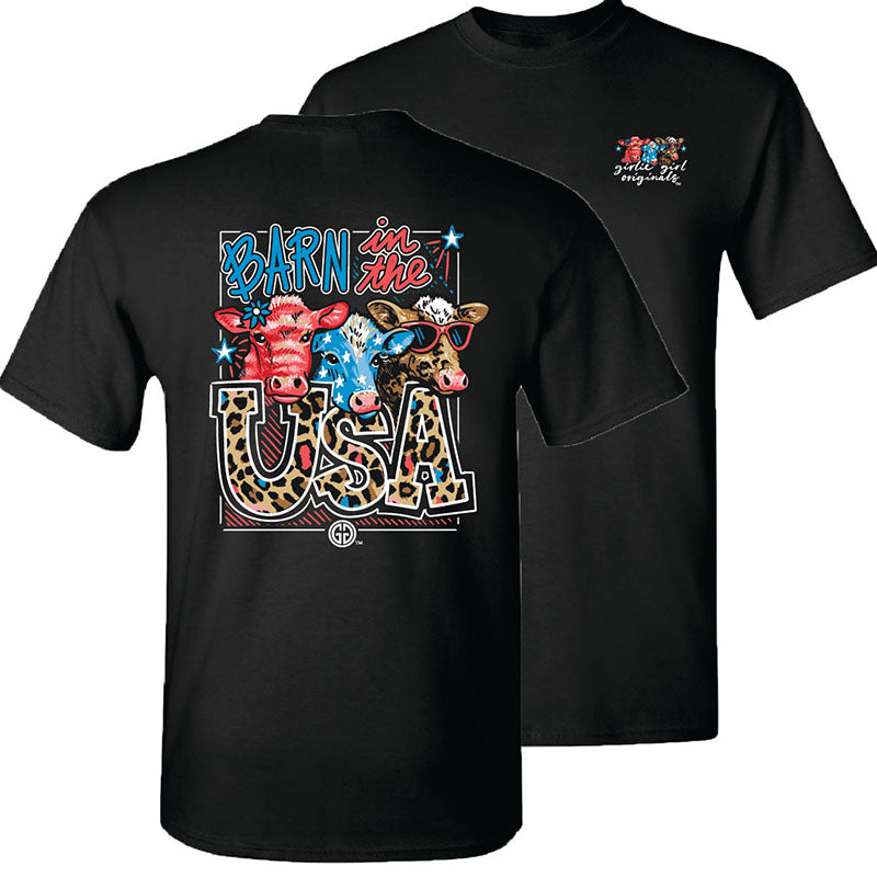 Girlie Girl Originals Barn In The USA Cow T-Shirt - SimplyCuteTees