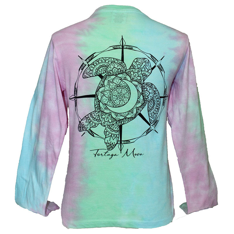 Southern Attitude Tortuga Moon Black Turtle Tie Dye Long Sleeve T-Shirt