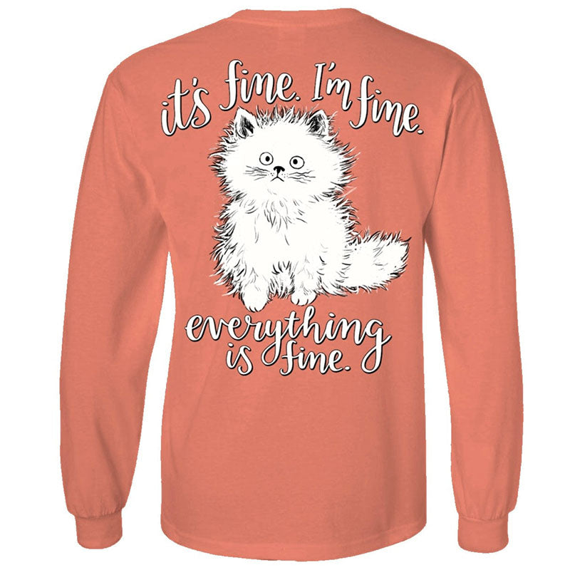 Southern Attitude Everything's Fine Cat Long Sleeve T-Shirt