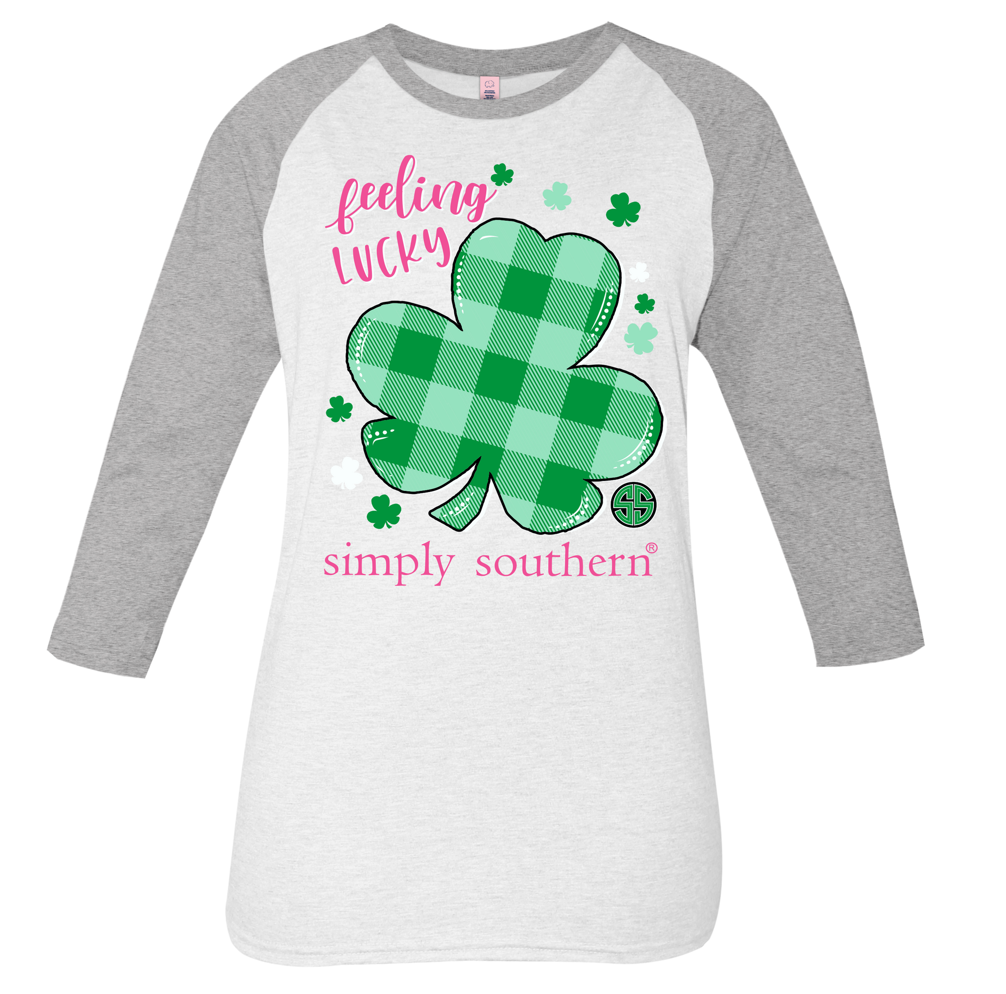SALE Simply Southern Vintage Collection Preppy Feeling Lucky Irish Long Sleeve T-Shirt
