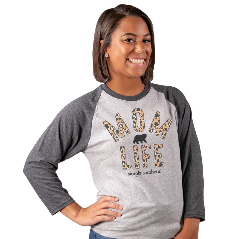 SALE Simply Southern Vintage Collection Leopard Mom Life Long Sleeve T-Shirt