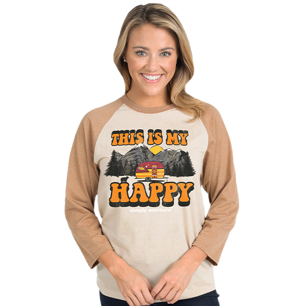 SALE Simply Southern Vintage Collection Mountain Camper Happy Long Sleeve T-Shirt - SimplyCuteTees