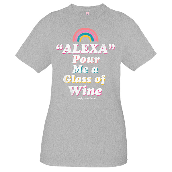SALE Simply Southern Vintage Collection Preppy Alexa Pour Me a Glass of Wine T-Shirt - SimplyCuteTees