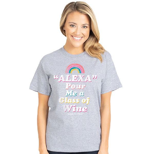 SALE Simply Southern Vintage Collection Preppy Alexa Pour Me a Glass of Wine T-Shirt - SimplyCuteTees