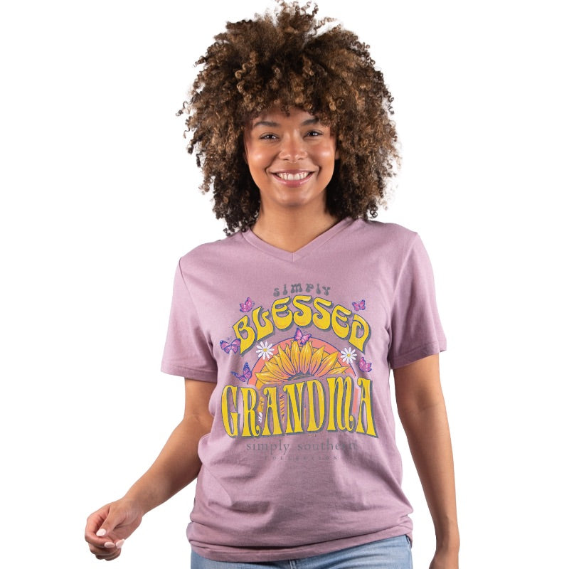 SALE Simply Southern Blessed Grandma V-Neck Collection T-Shirt