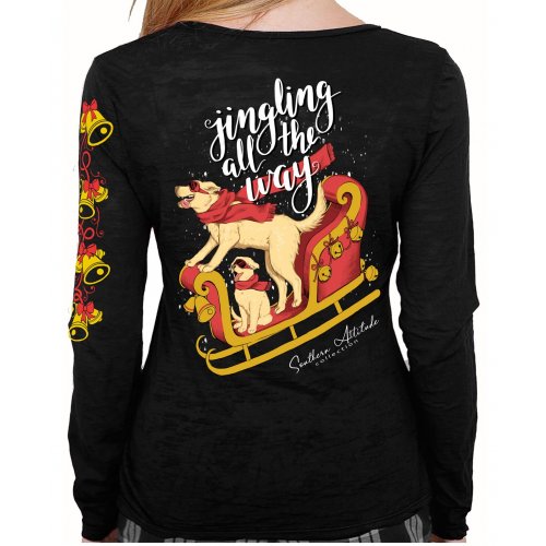 Southern Attitude Preppy Jingle All The Way Holiday Long Sleeve T-Shirt - SimplyCuteTees