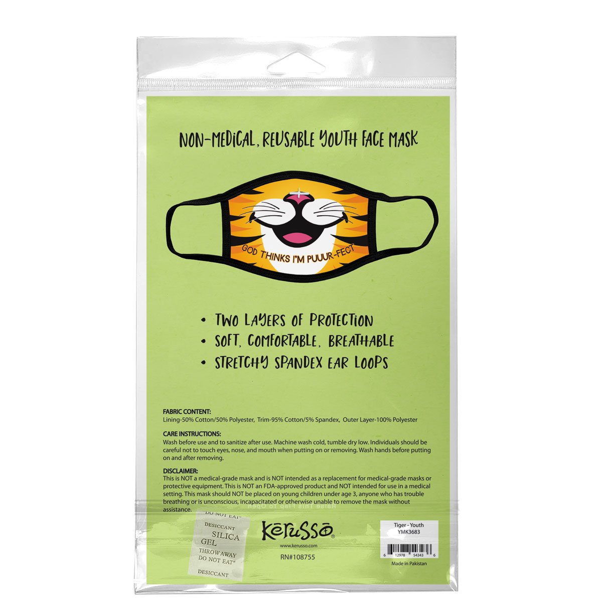 Kerusso Kids God Thinks I'm Perfect Tiger Youth Protective Fashion Mask