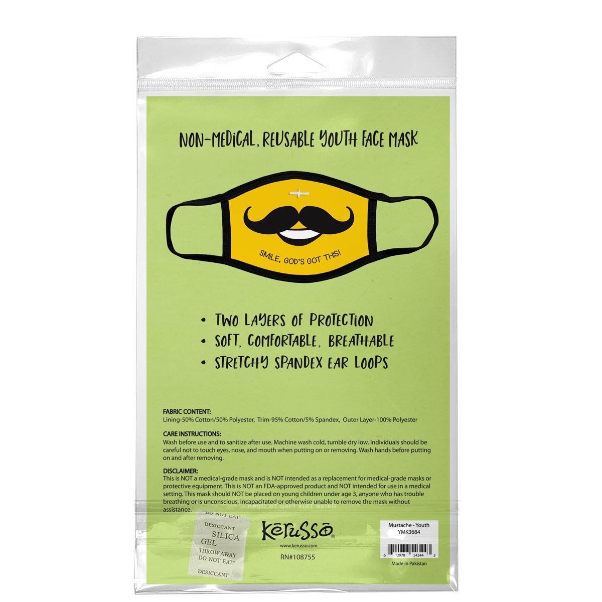 Kerusso Kids Smile God's Got This Mustache Youth Protective Fashion Mask