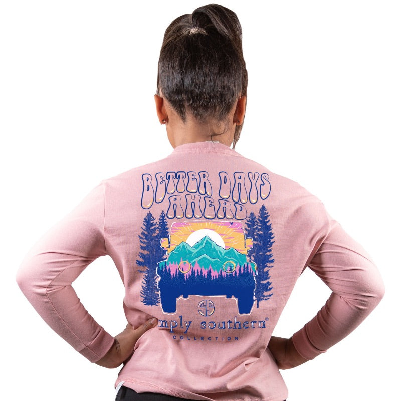 SALE Simply Southern Better Days Mountains Long Sleeve T-Shirt - SimplyCuteTees