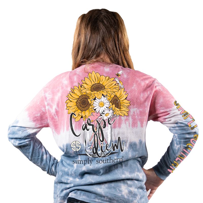 SALE Simply Southern Preppy Carpe Diem Sunflowers Long Sleeve T-Shirt