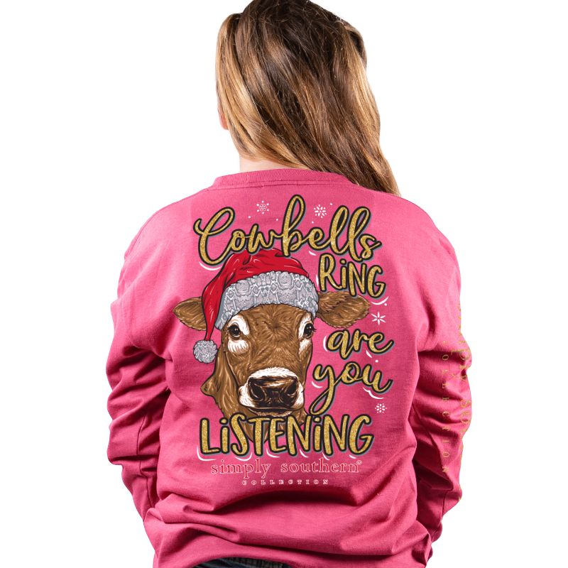 SALE Simply Southern Cowbell Holiday Long Sleeve T-Shirt - SimplyCuteTees