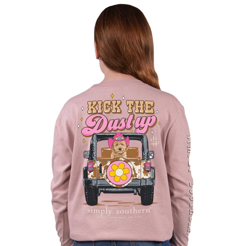 SALE Simply Southern Kick The Dust Up Dog Long Sleeve T-Shirt