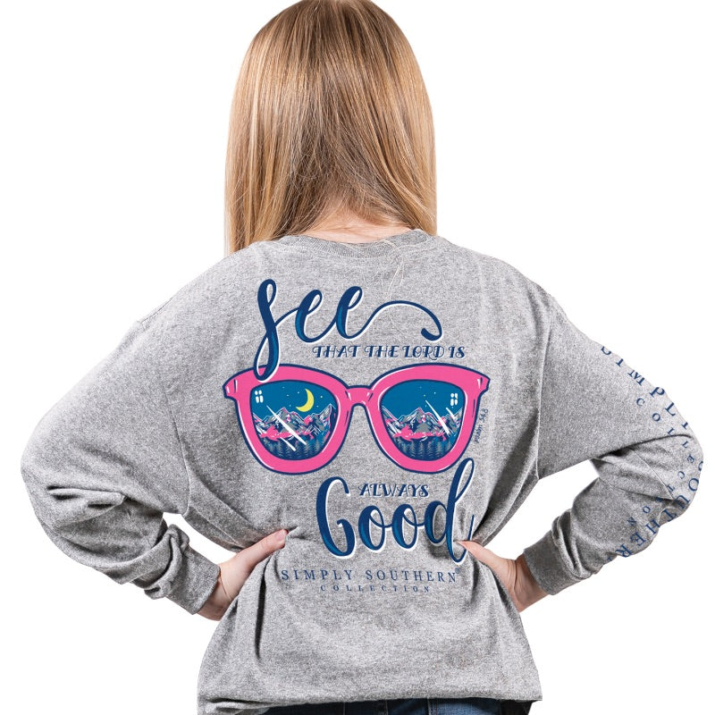 SALE Simply Southern Lord Is Always Good Glasses Long Sleeve T-Shirt