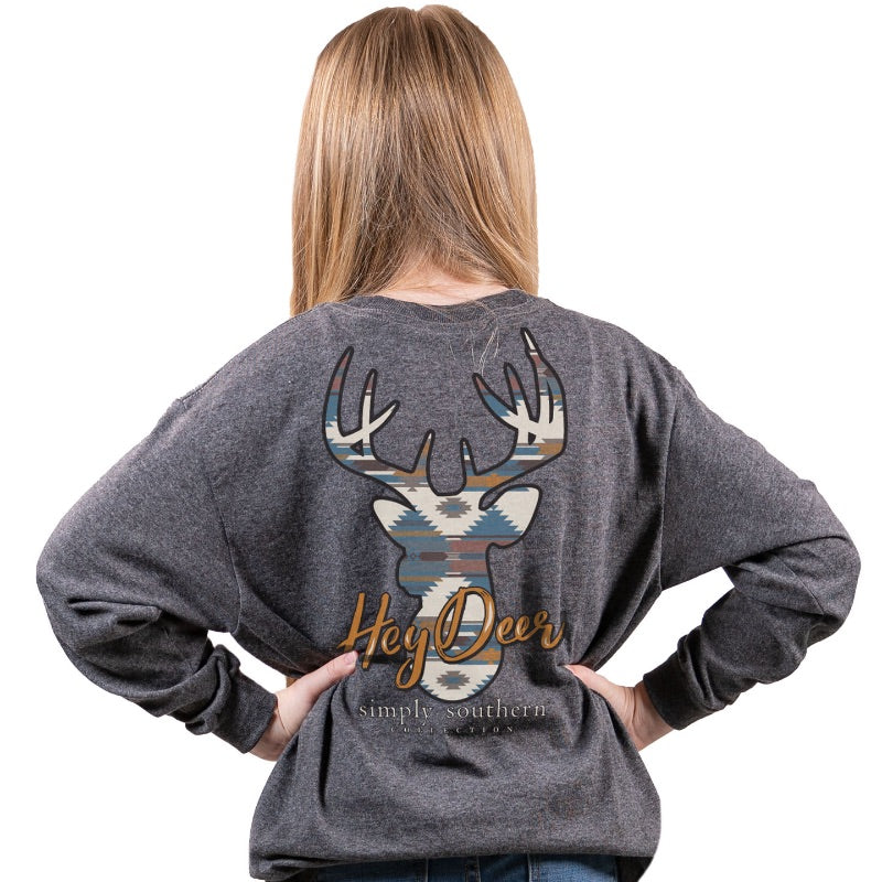 SALE Simply Southern Preppy Hey Deer Long Sleeve T-Shirt - SimplyCuteTees