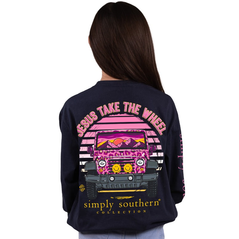 SALE Simply Southern Jesus Take The Wheel Long Sleeve T-Shirt