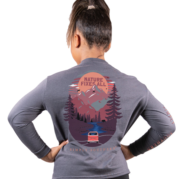 SALE Simply Southern Preppy Nature Fixes All Mountains Long Sleeve T-Shirt