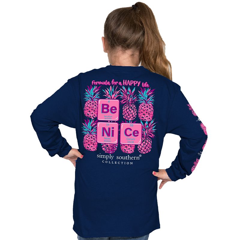 SALE Simply Southern Preppy Be Nice Pineapple Long Sleeve T-Shirt