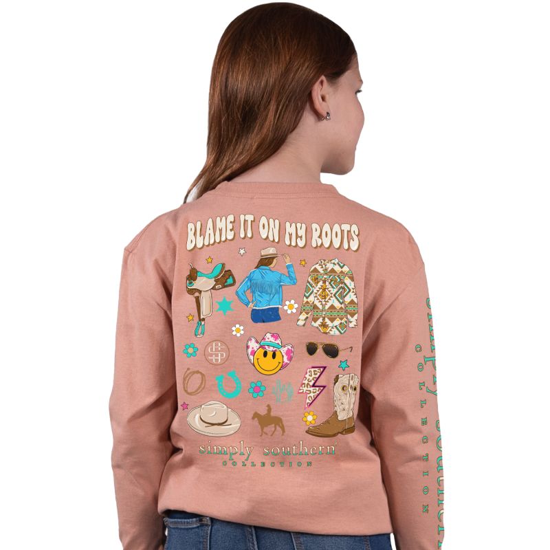 SALE Simply Southern Blame It On My Roots Long Sleeve T-Shirt