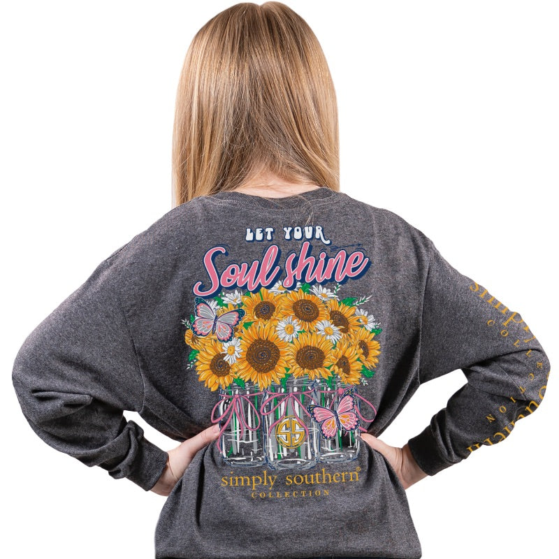 SALE Simply Southern Preppy Soul Shine Sunflower Long Sleeve T-Shirt