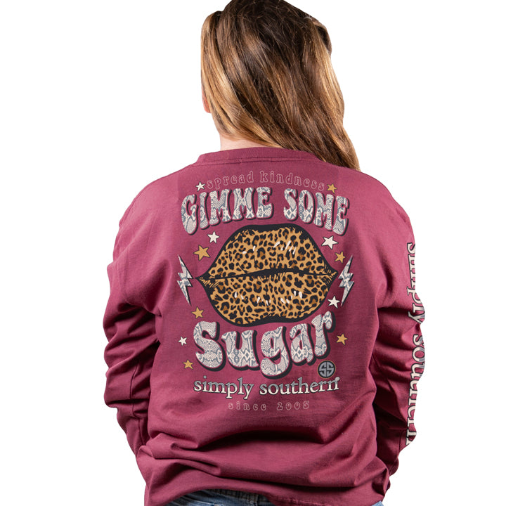 SALE Simply Southern Preppy Sugar Leopard Lips Long Sleeve T-Shirt