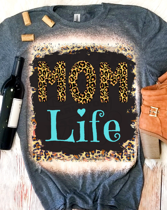 Leopard Mom Life Bleached Dye Canvas Girlie T Shirt - SimplyCuteTees