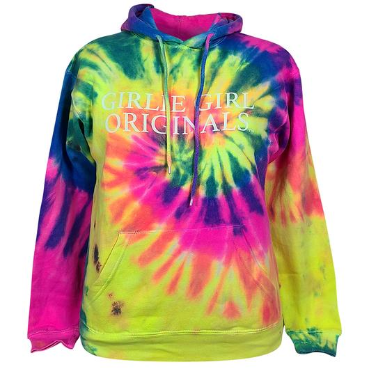 Girlie Girl Originals Logo Tie Dye Neon Long Sleeves Sweatshirt Hoodie - SimplyCuteTees