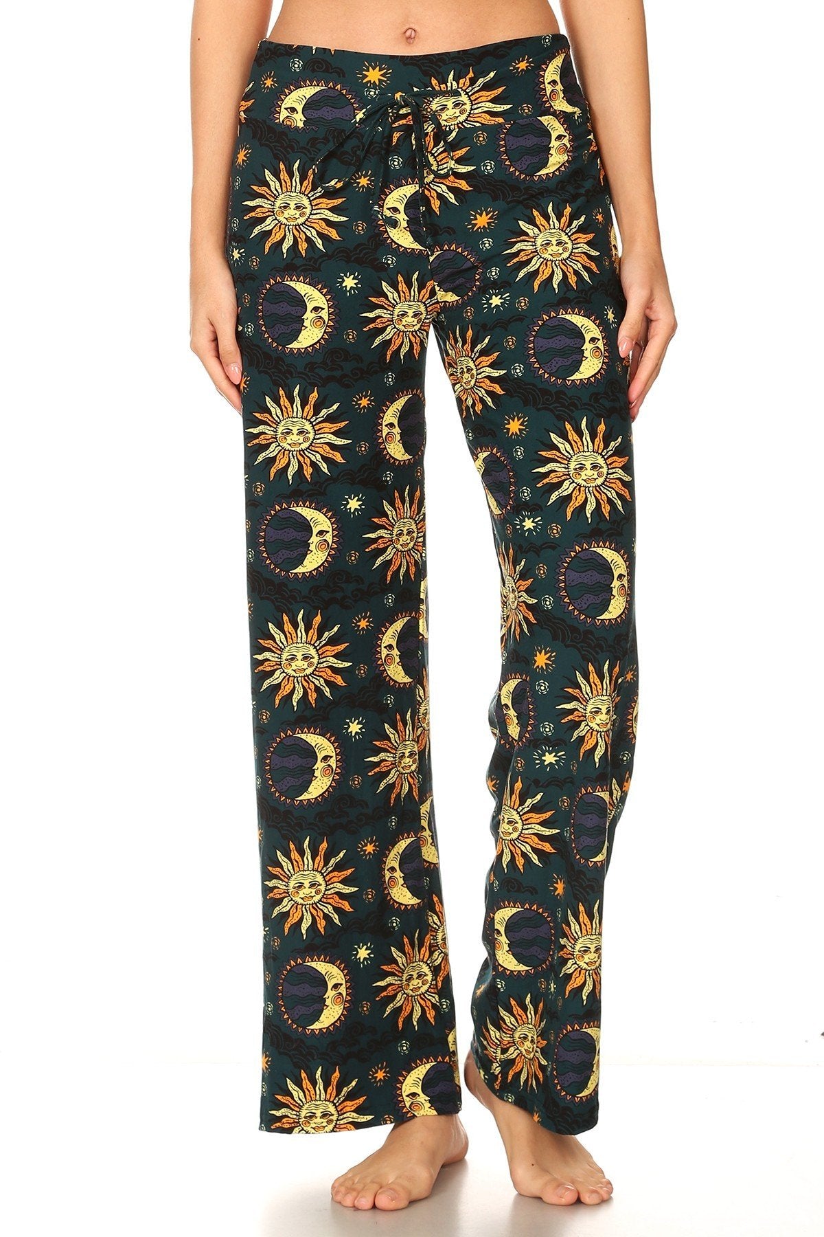 Sun &amp; Moon Print Comfortable Soft Lounge Pajama Pants - SimplyCuteTees