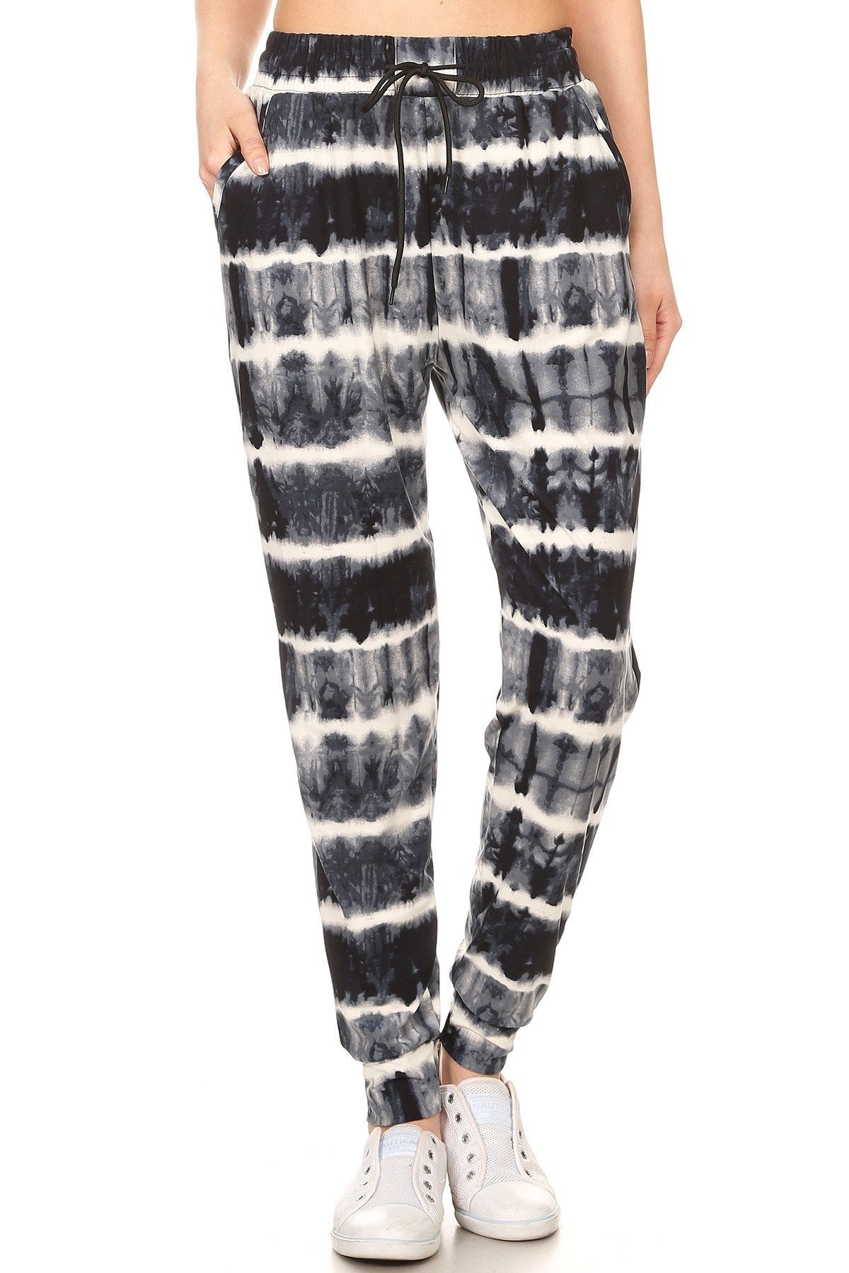 Blue White Tie Dye Print Soft Lounge Jogger Pants - SimplyCuteTees