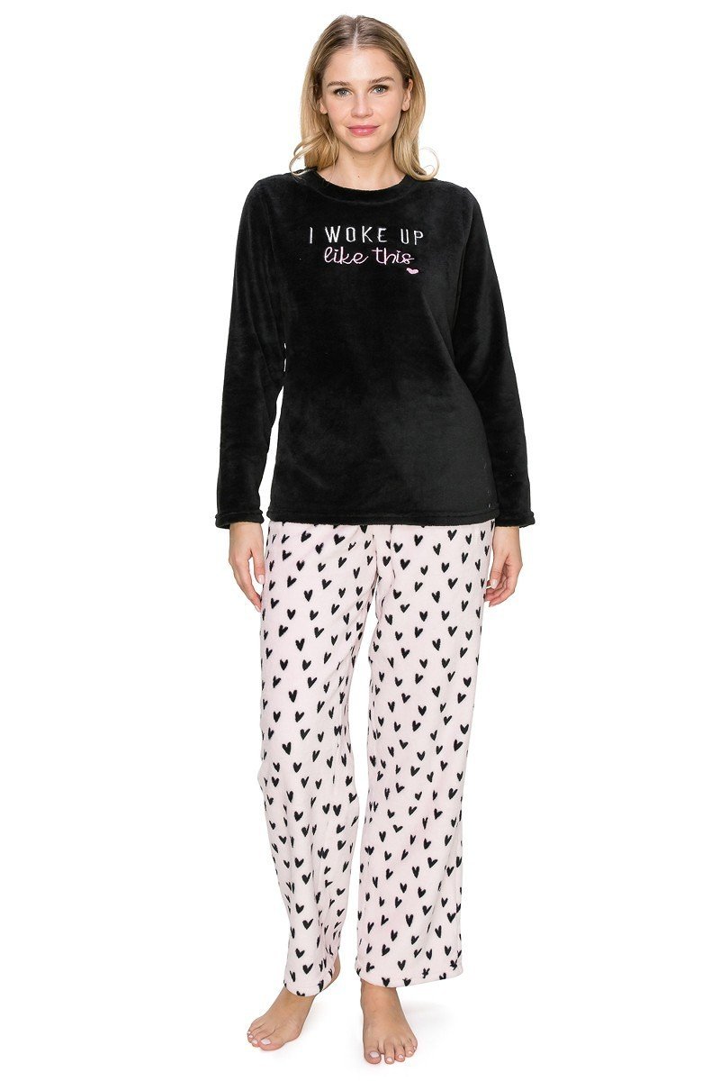I Woke Up Like This Fuzzy Lounge Pajama Set Pants and Shirt - SimplyCuteTees