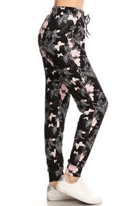 Floral & Butterfly Print Soft Lounge Jogger Pants