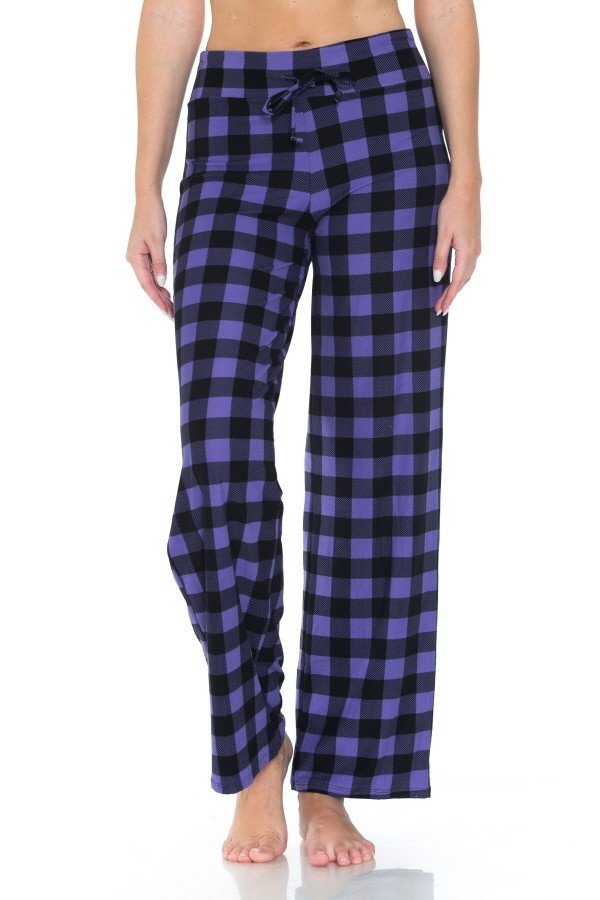 Purple &amp; Black Checkered Comfortable Soft Lounge Pajama Pants