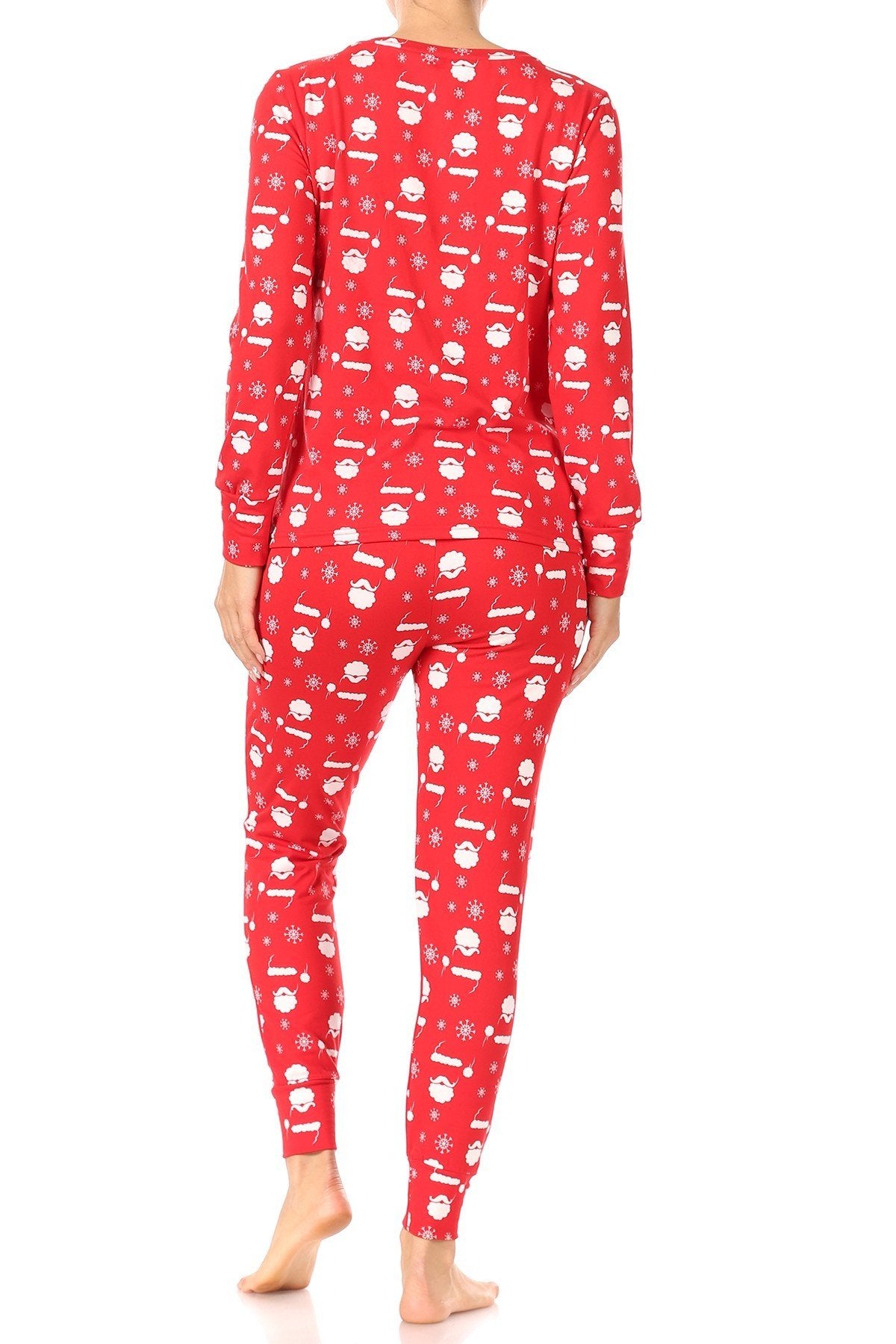 Christmas Santa Snowflakes Fleece Lined Lounge Pajama Set Pants and Shirt - SimplyCuteTees