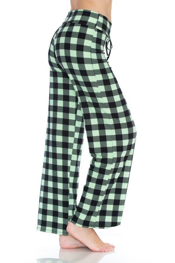 Green Checkered Print Comfortable Soft Lounge Pajama Pants - SimplyCuteTees