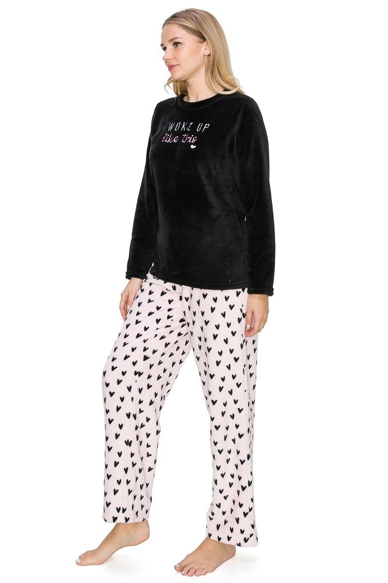 I Woke Up Like This Fuzzy Lounge Pajama Set Pants and Shirt - SimplyCuteTees