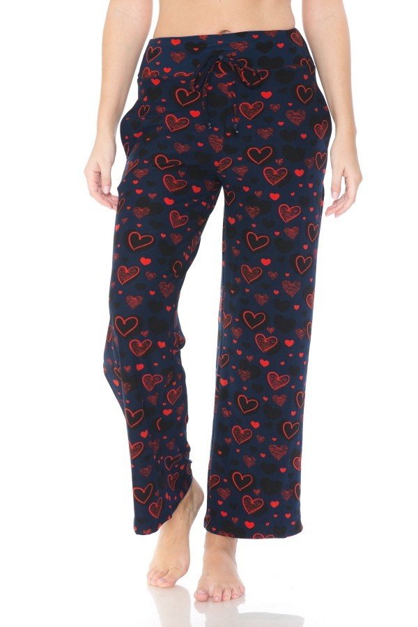 Red Heart Print Soft Lounge Pajama Pants