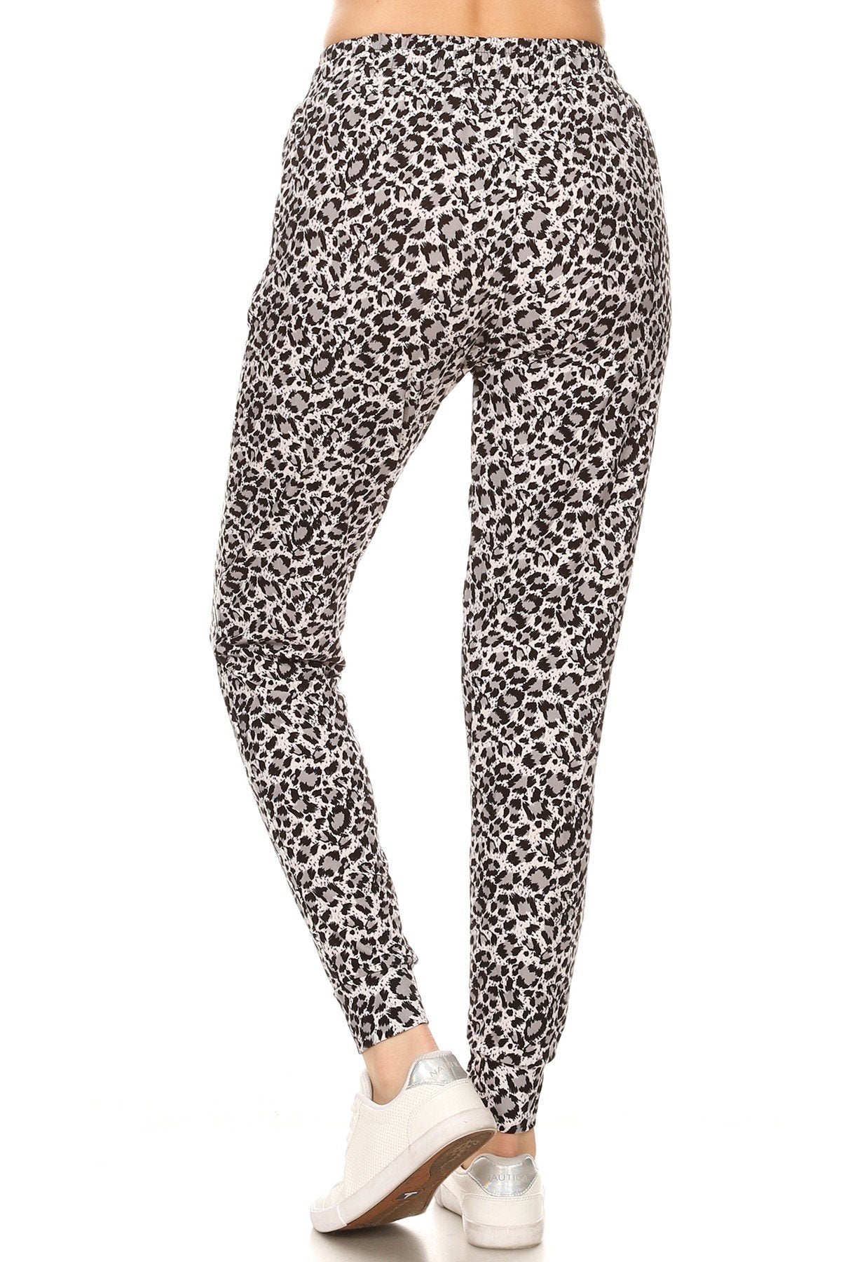 White Leopard Print Soft Lounge Jogger Pants