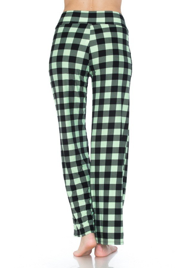 Green Checkered Print Comfortable Soft Lounge Pajama Pants - SimplyCuteTees