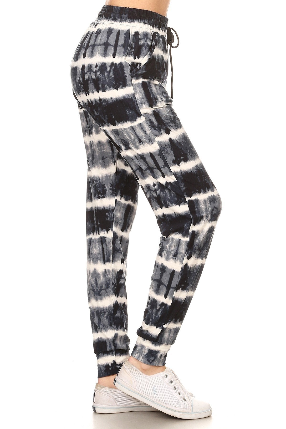 Blue White Tie Dye Print Soft Lounge Jogger Pants - SimplyCuteTees
