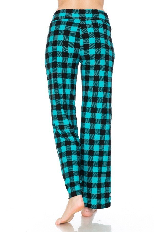 Turquoise &amp; Black Checkered Comfortable Soft Lounge Pajama Pants - SimplyCuteTees