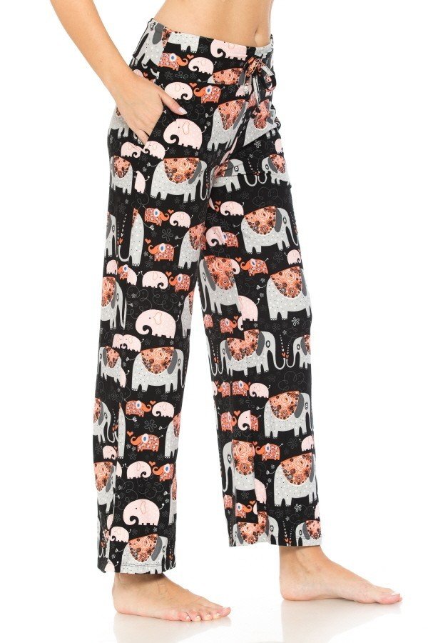 Elephant Heart Print Comfortable Soft Lounge Pajama Pants - SimplyCuteTees