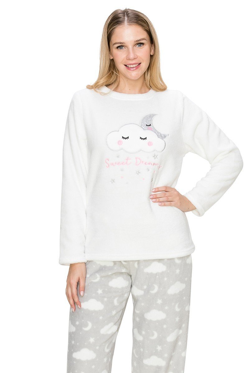 Sweet Dreams Fuzzy Lounge Pajama Set Pants and Shirt - SimplyCuteTees