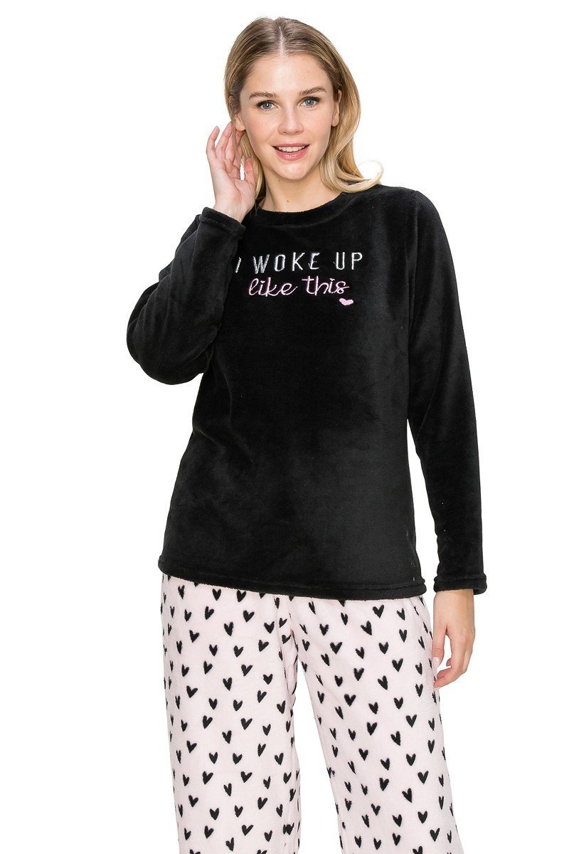 I Woke Up Like This Fuzzy Lounge Pajama Set Pants and Shirt - SimplyCuteTees
