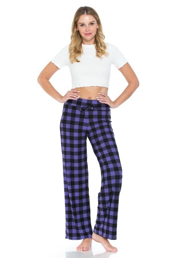 Purple &amp; Black Checkered Comfortable Soft Lounge Pajama Pants