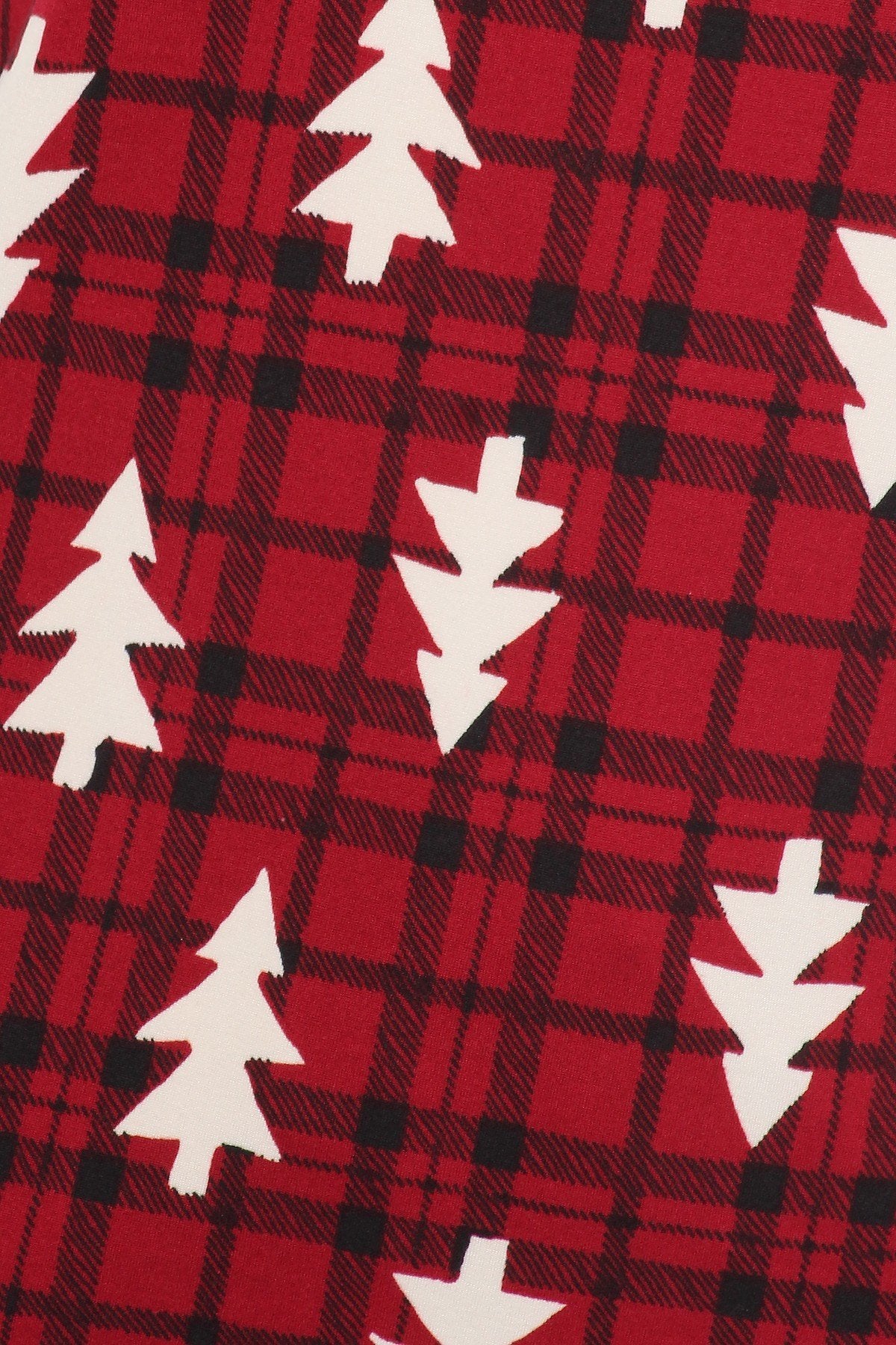 Plaid Christmas Trees Fleece Lined Lounge Pajama Set Pants and Shirt - SimplyCuteTees