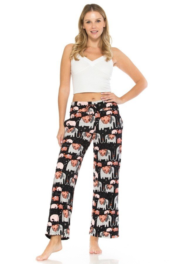 Elephant Heart Print Comfortable Soft Lounge Pajama Pants - SimplyCuteTees